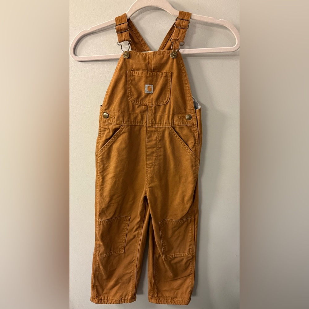 Carhartt Brown Overalls 4T plaid flannel lining